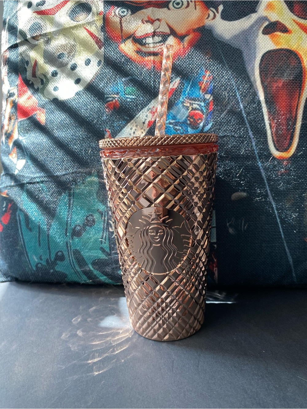 Starbucks 2021 Rose Gold Studded Tumbler 16oz Geometric Cup BNWT